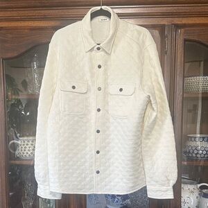 Quilted Button-Front Shirt Jacket - White